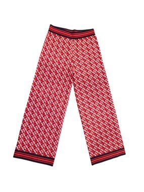 Carolina Herrera Red Geometric-Print Wide-Leg Pants XS